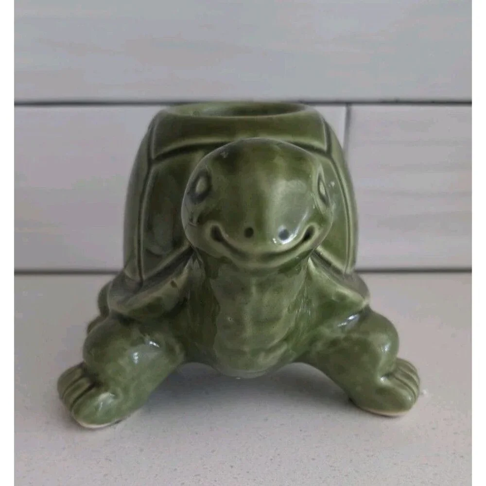Pier 1 Green Turtle Ceramic Candle Holder Retired Limited